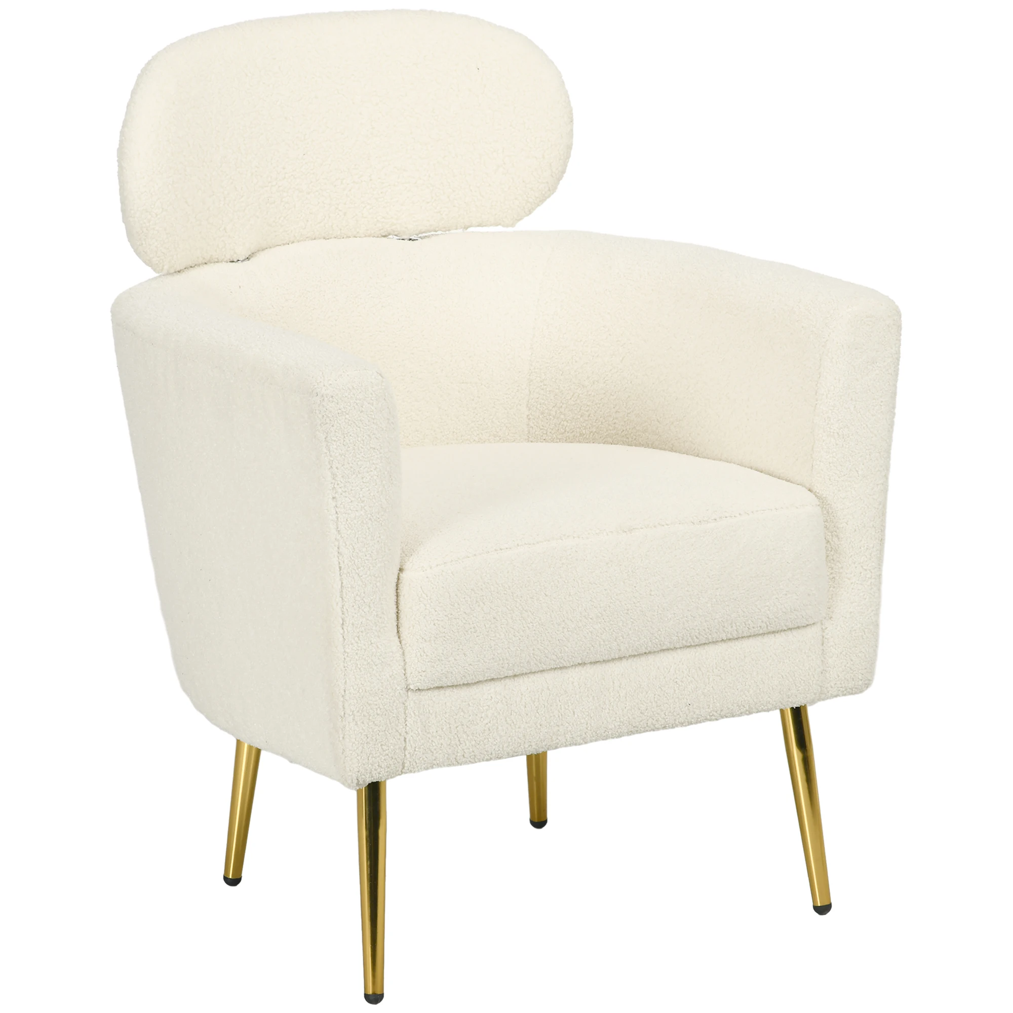 Sillón HOMCOM para salón con cabeceros extraíbles, sillón Toad, estilo moderno, tela de felpa, patas de metal dorado, p