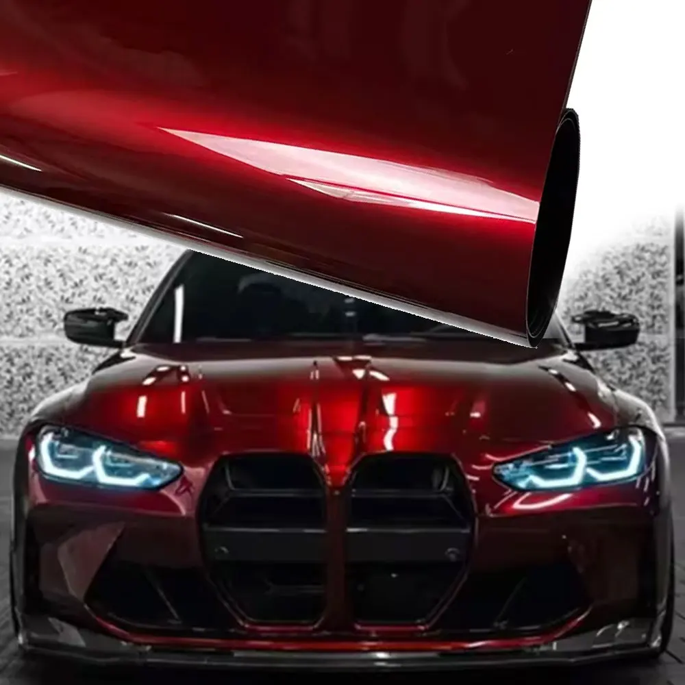 Premium PET PVC High Glossy Liquid Metallic Dragon Blood Red Vinyl Wrap Film Car Motorcycle Air Release Car Change Color Film