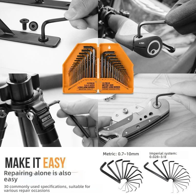 مجموعة مفاتيح سداسية مكونة من 30 قطعة |   الأحجام المترية والإمبراطورية |   مفاتيح ألين على شكل حرف L |   مثالية DIY والإصلاحات والميكانيكا |   الكروم الفاناديوم