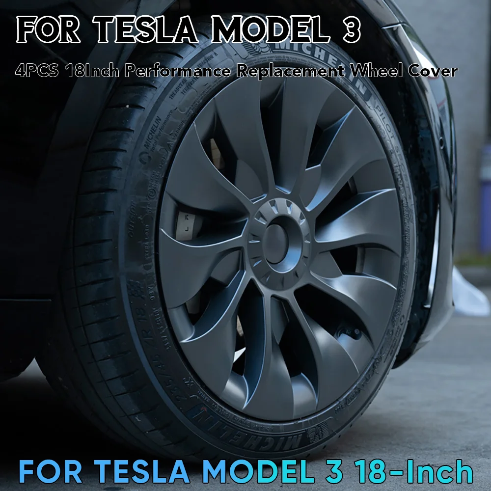 

4PCS 18-Inch Wheel Cap For Tesla Model 3 Wheel Cover 2024 Performance Replacement Wheel Hubcap Full Rim Cover Accessories