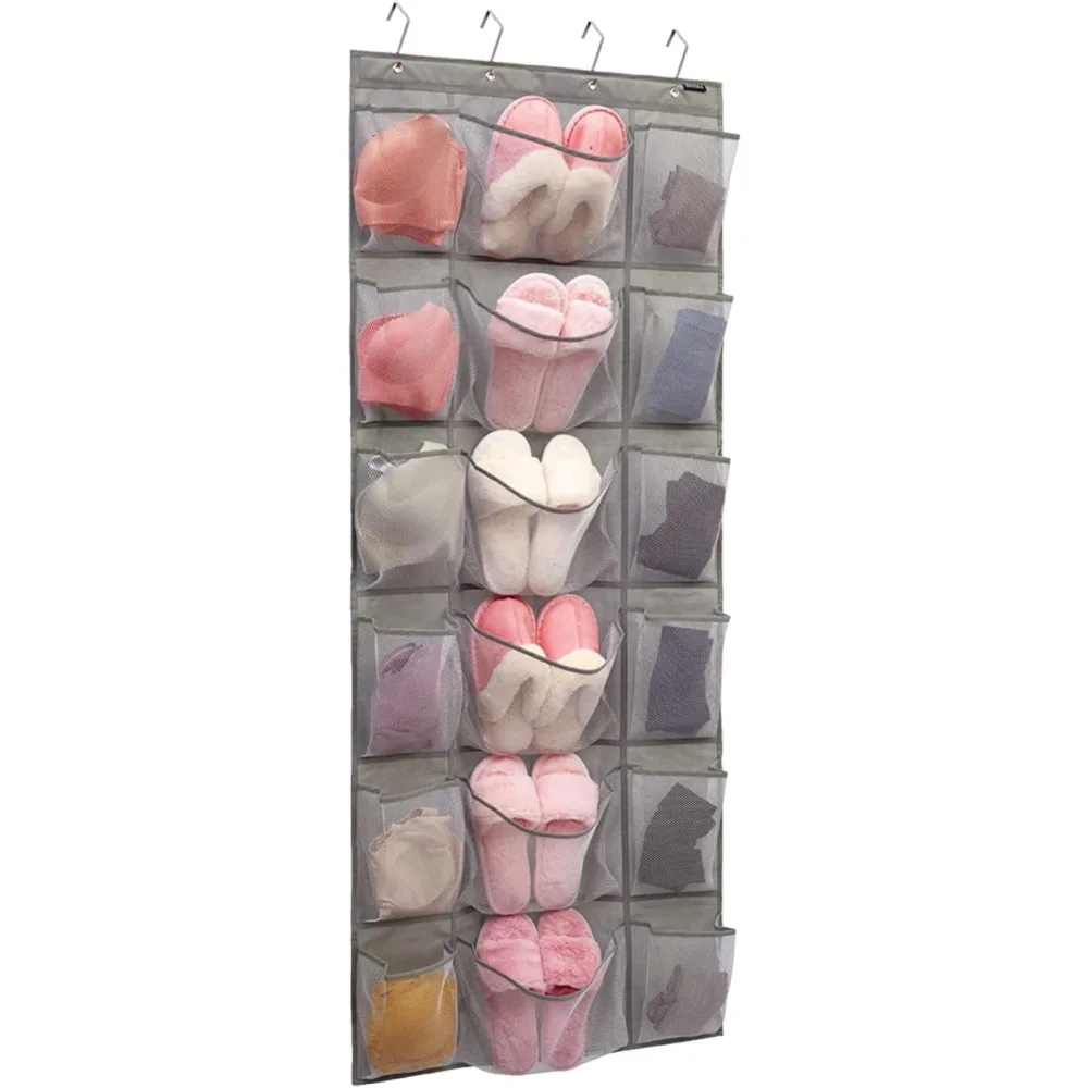 

Over The Door Hanging Shoe Rack Organizer 18 Pockets Organizer with 6 Extra Large Mesh Pockets for Shoe Holder Storage (18 Pocke