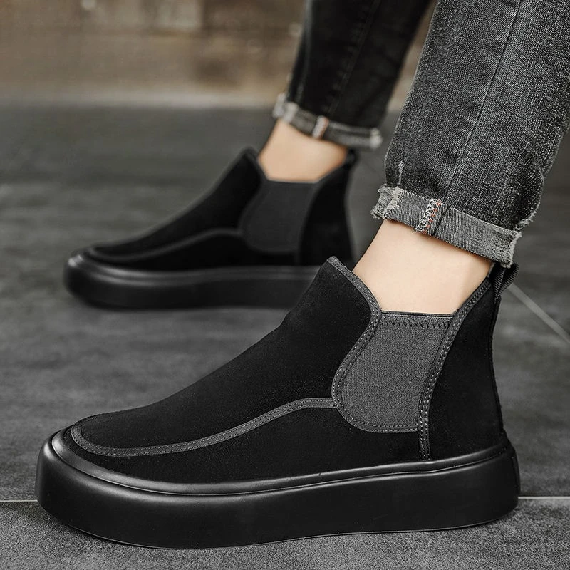 

​Men's 2025 New Winter Fleece Lined Fur Lined Thermal Cotton Boots Non Slip Chelsea Boots Comfortable Warmth Slip on Shoes