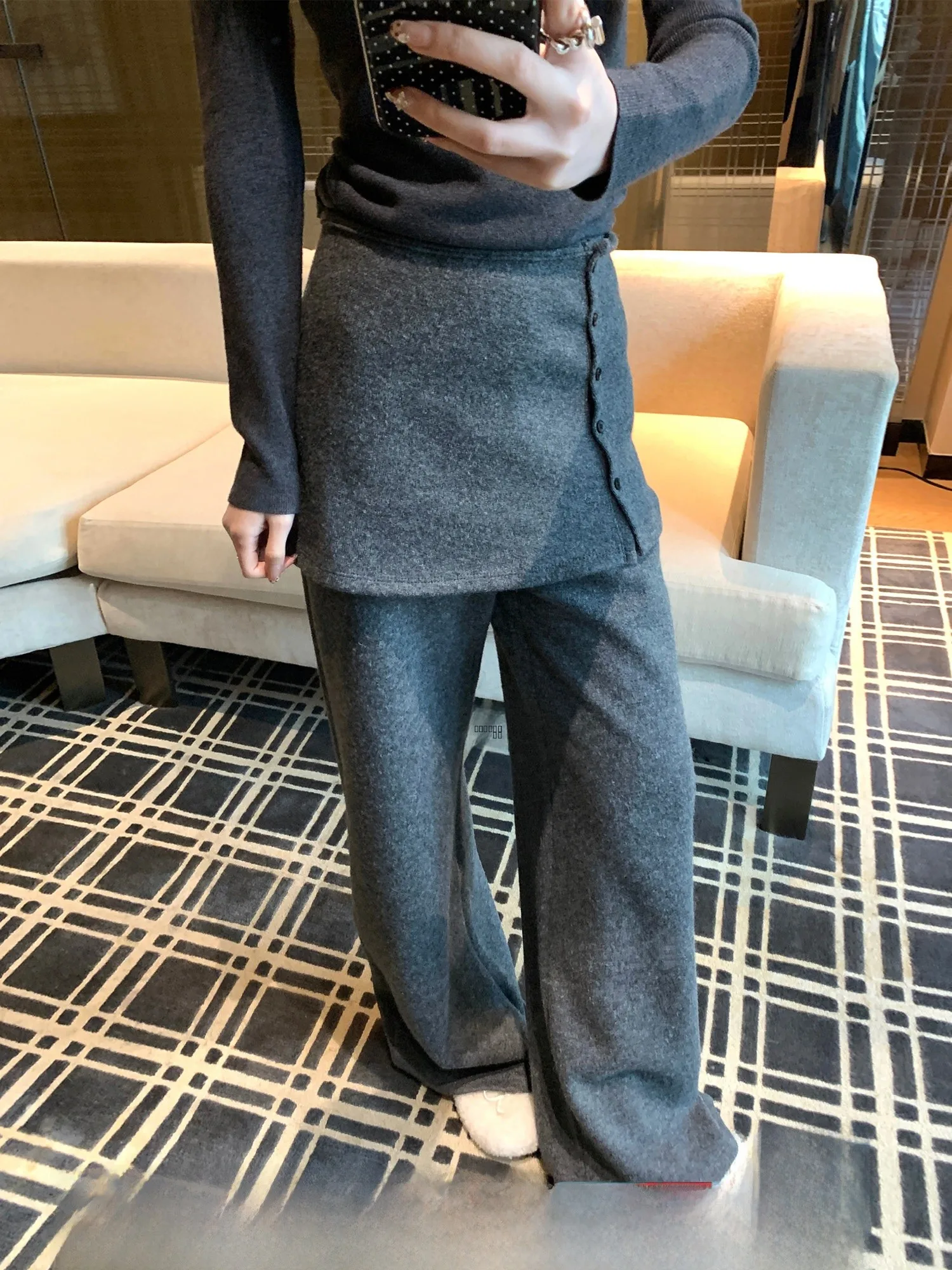 

Warm Woolen Casual Wide Leg Pants for Women Detachable Mh Slow Mail very Comfortable Winter Trousers l Waist