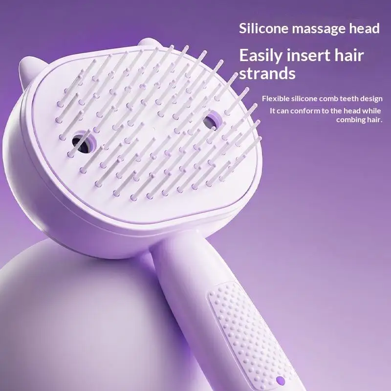 1Pcs Cute Cat Ear Electric Spray Hair Brush Red Light Hair Care Massage Essential Oil Mist For Daily Use And Travel view 5