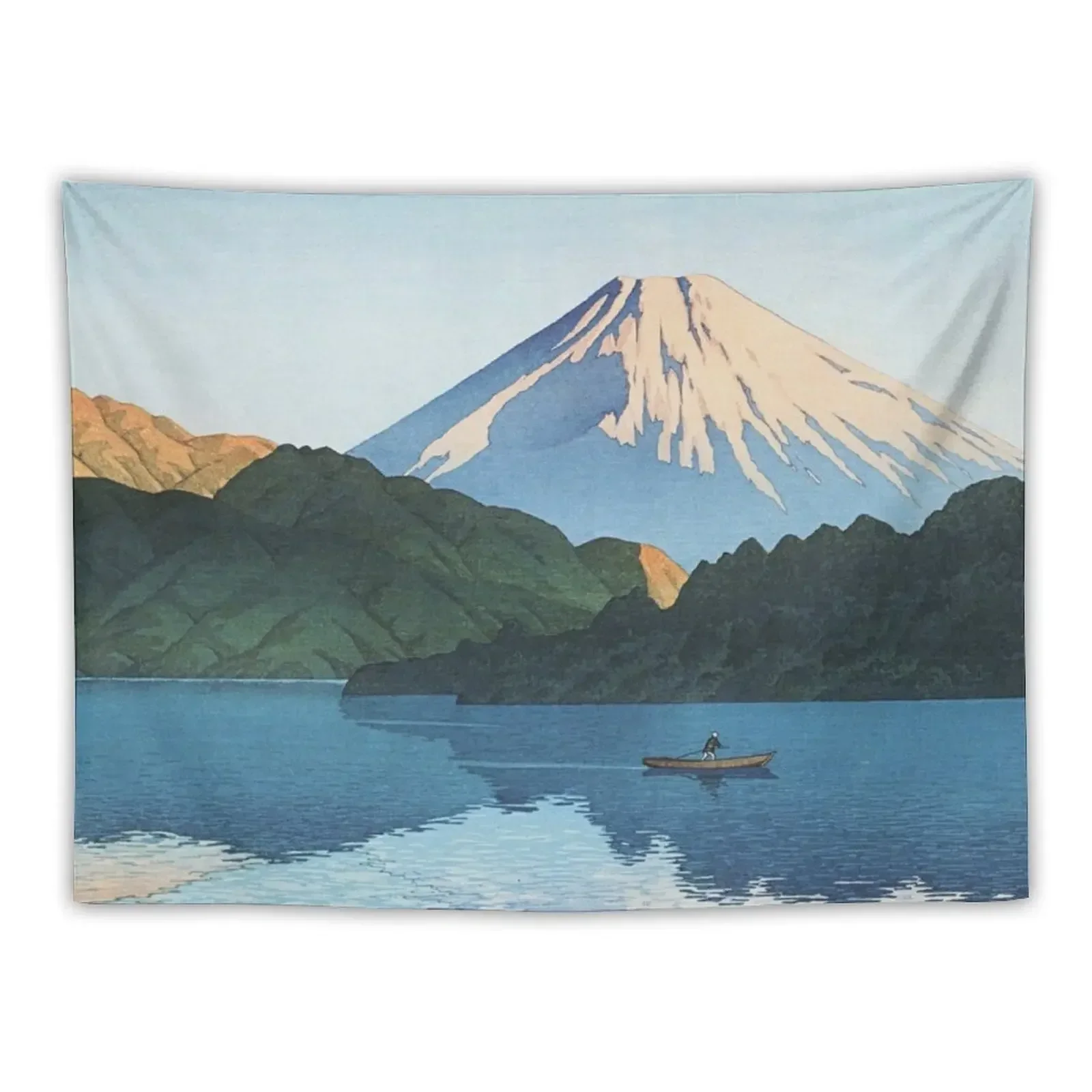 Ashino Lake at Hakone by Kawase Hasui Tapestry Custom Tapete For The Wall Tapestry