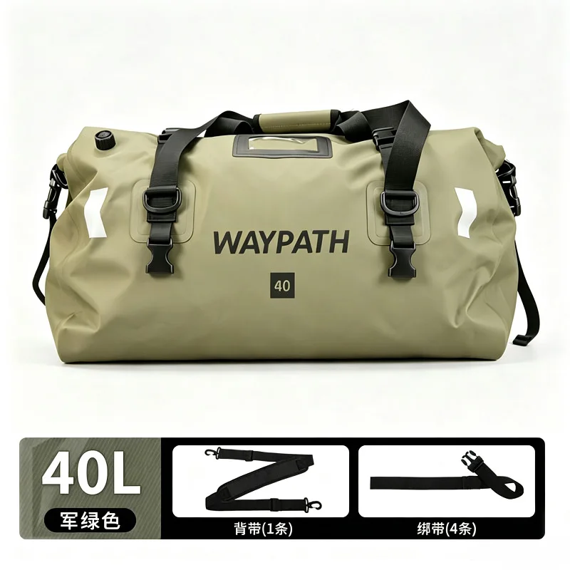 Waterproof Motorcycle Tail Bag 40L 66L Roll Top Dry Bag with 4 Straps Reflective Panels for Rear Seat Luggage Rack Motorcycle