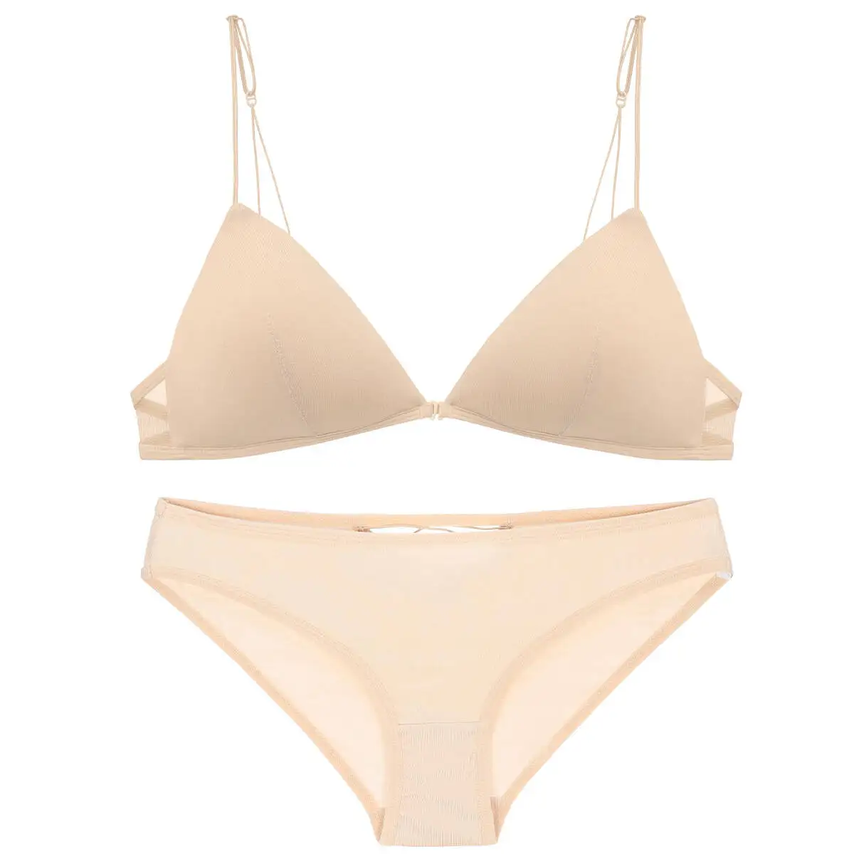 French Style Sexy Wire Free Bra Delicate With Thin Straps Front Closure Beautiful Back Design Featuring Triangular Cup