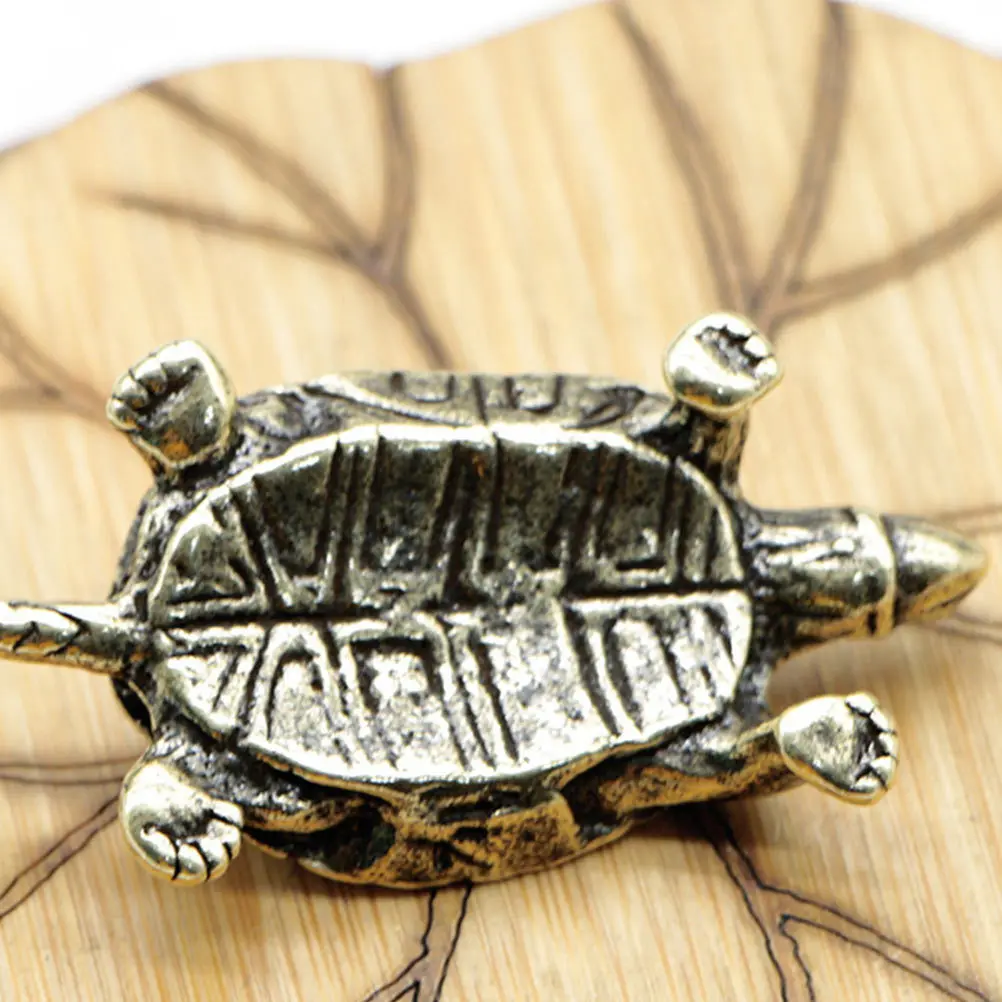 

2Pcs Brass Tortoise Decor Retro Style Creative Indoor Desktop Adornments Unique Brass Craft Figurines Desktop Turtle Adornment