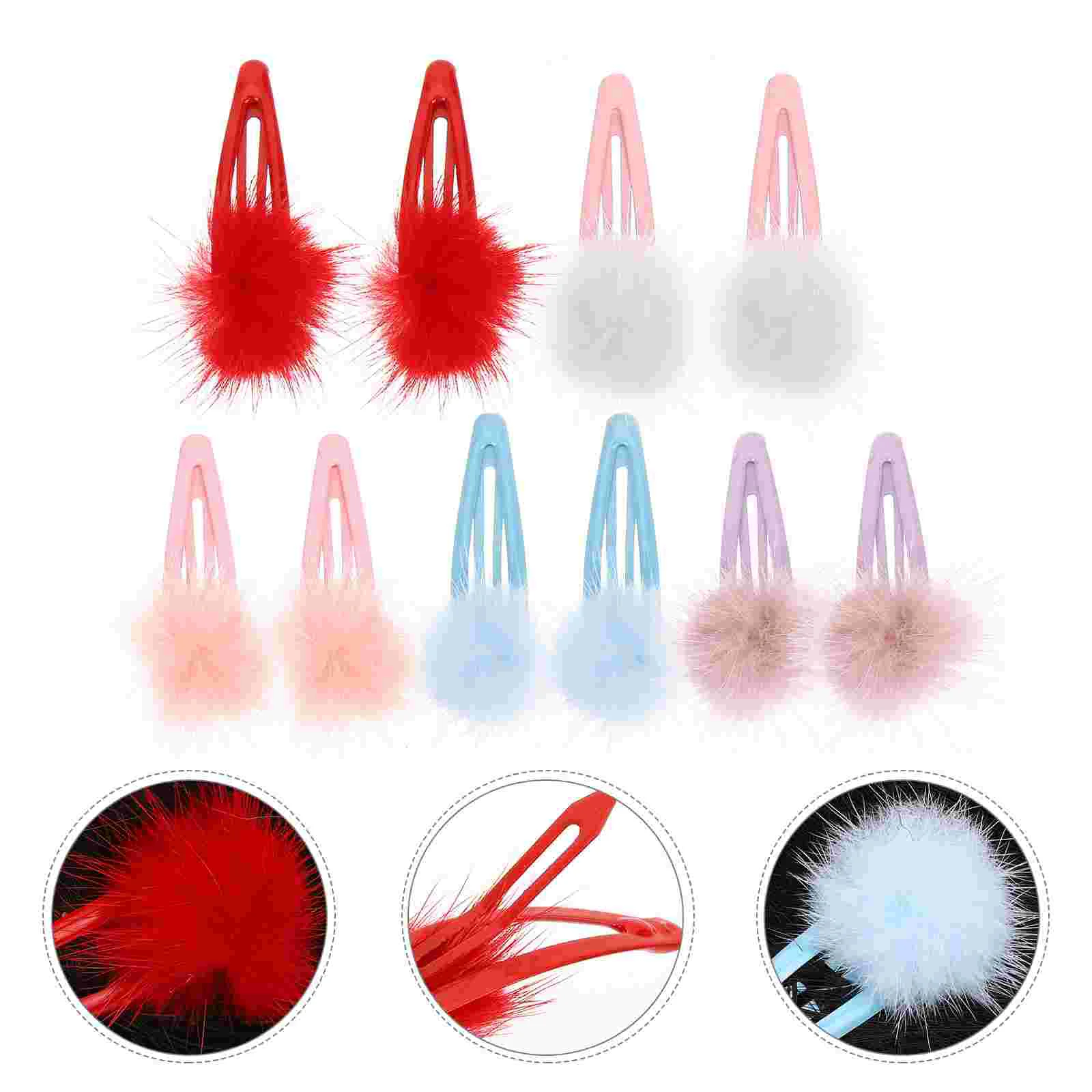 10 Pcs Decorate Fluff Clip Child Baby Hair Accessories Clips for Toddlers Iron Pompom Barrettes