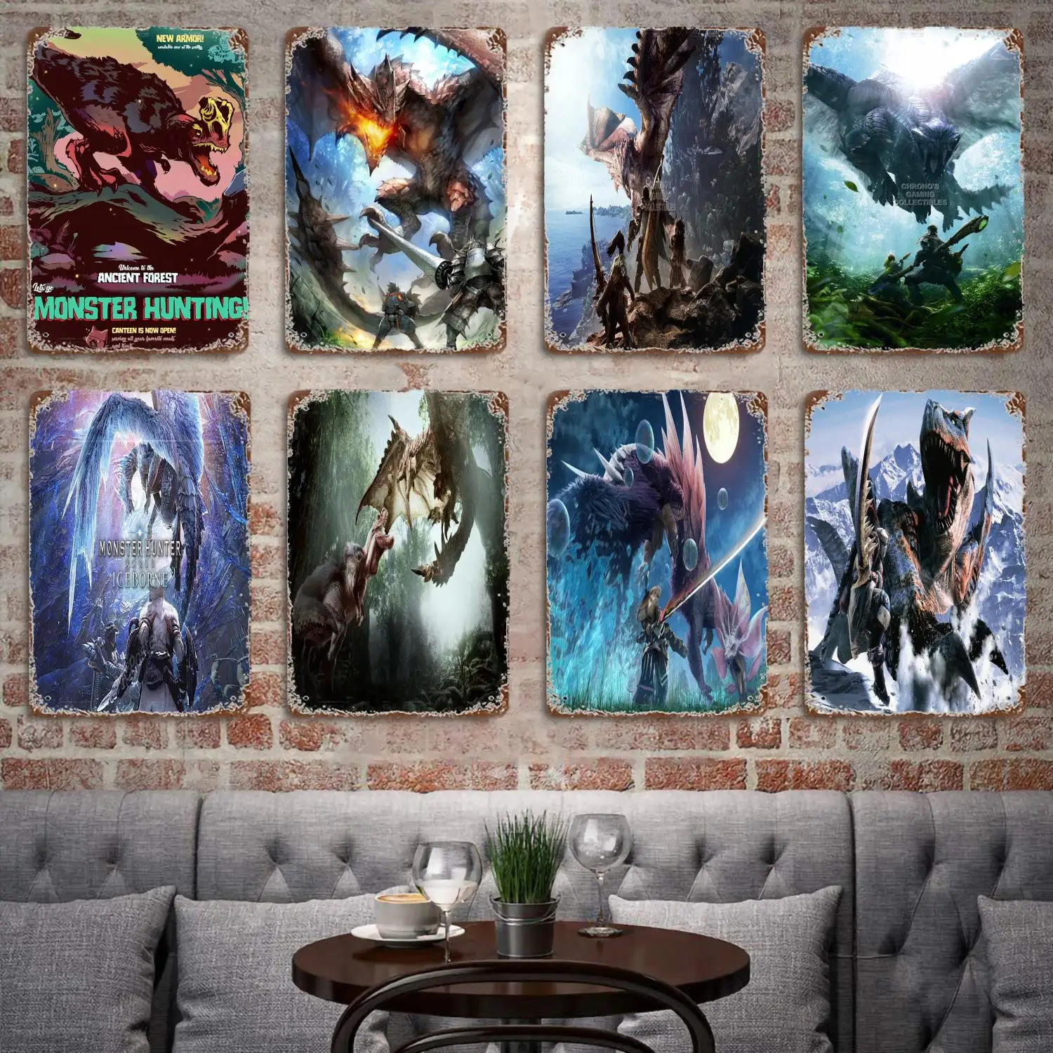 

Monster Hunter Game metal Decor Poster Vintage Tin Sign Metal Sign Decorative Plaque for Pub Bar Man Cave Club Wall Decoration