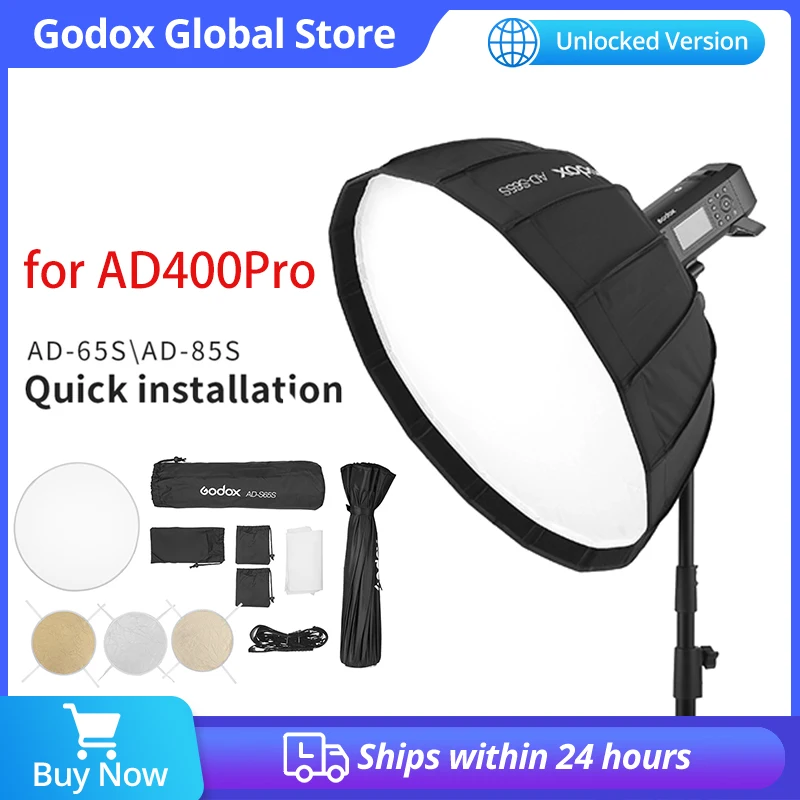 

Godox AD-S65S AD-S65W 65CM AD-S85S AD-S85W 85cm Silver Deep Parabolic Softbox + Honeycomb Grid Godox Mount Softbox for AD400PRO