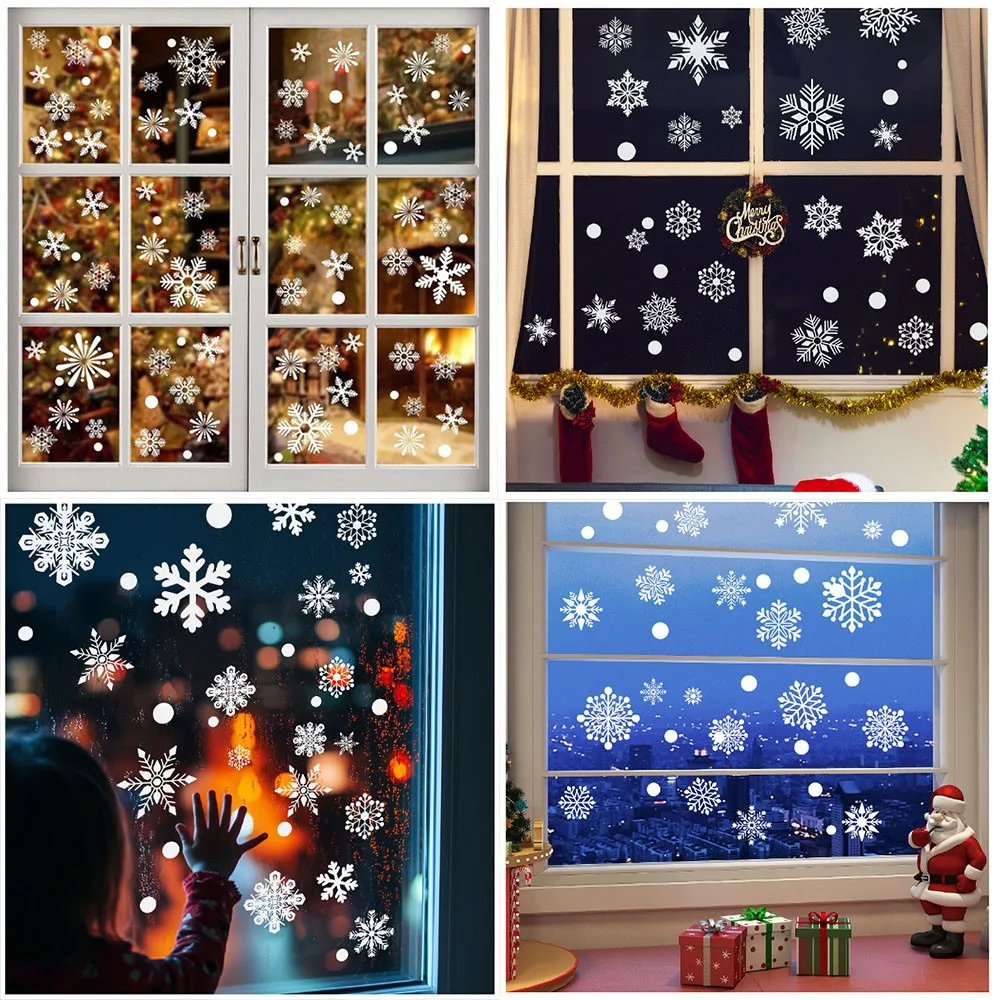 Christmas Ornaments Snowflake Wall Sticker Glass Windows Decals Merry Christmas Home Decoration Stickers New Year Wallpaper