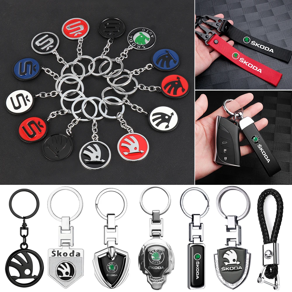

Fashion Car Badges Keychains Key Chain Rings Car Decor Accessories For Skoda Octavia Kodiaq Fabia Karoq Superb Superb Rapid VII