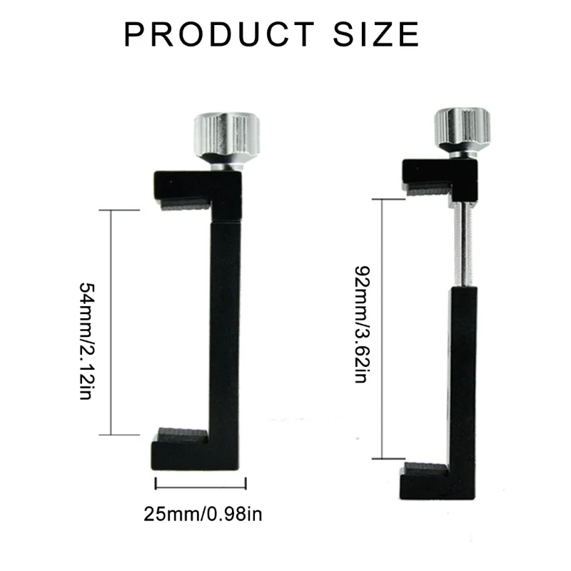 54-92mm Adjustable Phone Clamp Holder for Convenient Use In Any Setting Black