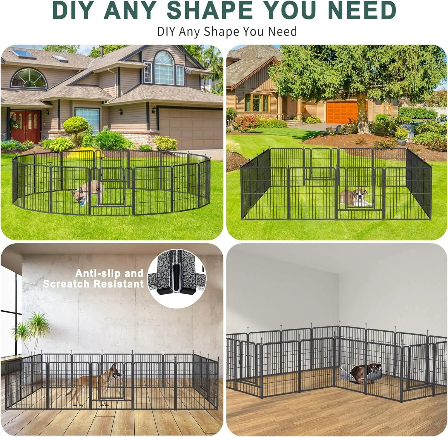 Dog Playpen Indoor Outdoor, 16 Panels Dog Pen 32