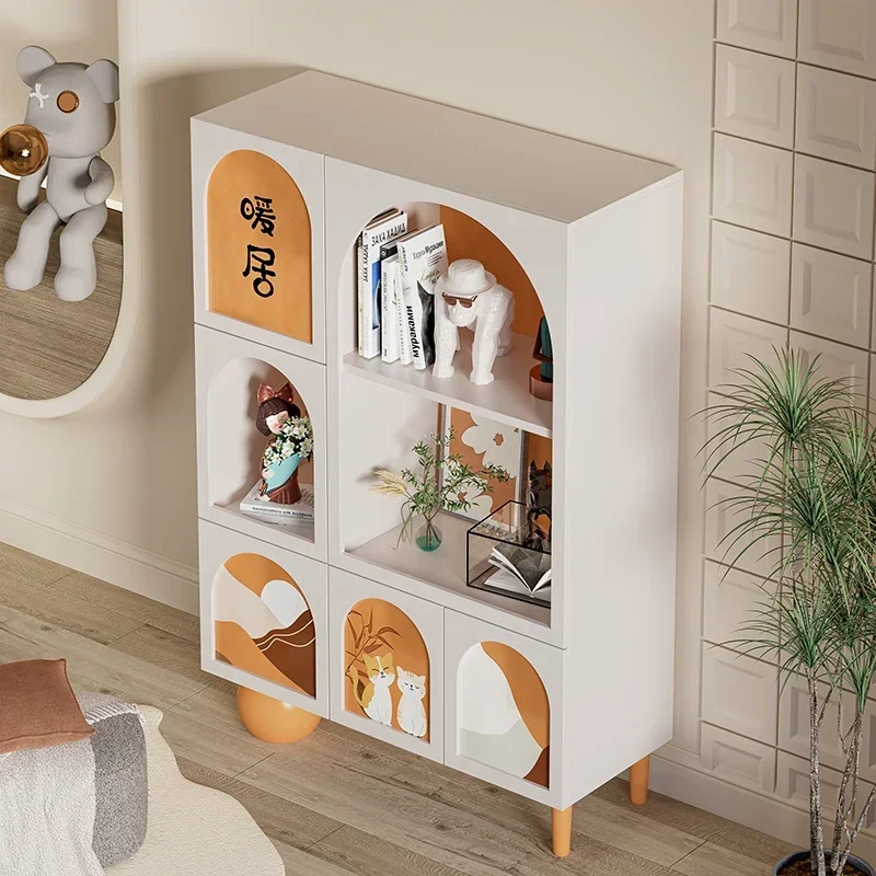 Nordic Storage Living Room Cabinets Decor Shelf Bookcase Garden Cabinets Wood Replica Armarios Para Salón CommercialFurniture