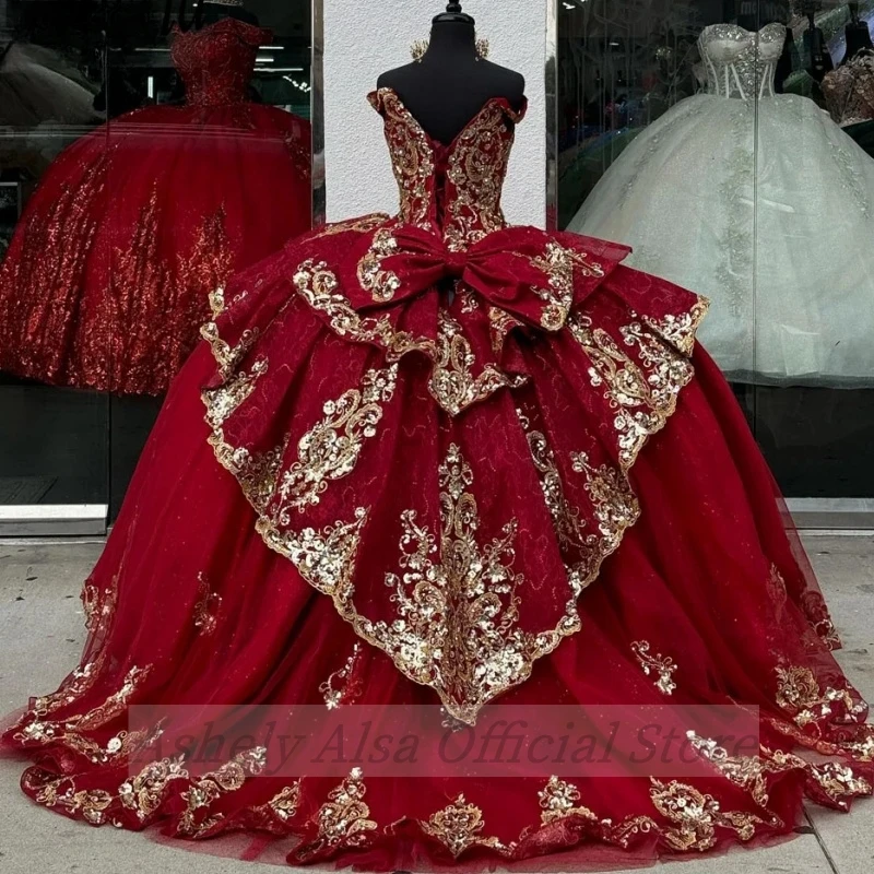 Robe de Rhde luxe princesse rouge avec appliques à paillettes, robes de soirée éducatives, 16 pièces, image réelle