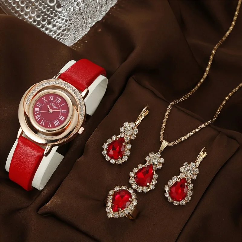 Belt Quartz Watch New Light Luxury Simple Female Luxury Watch Jewelry Set for Women Bracelets Necklace Sets 2024 Bridal Earrings