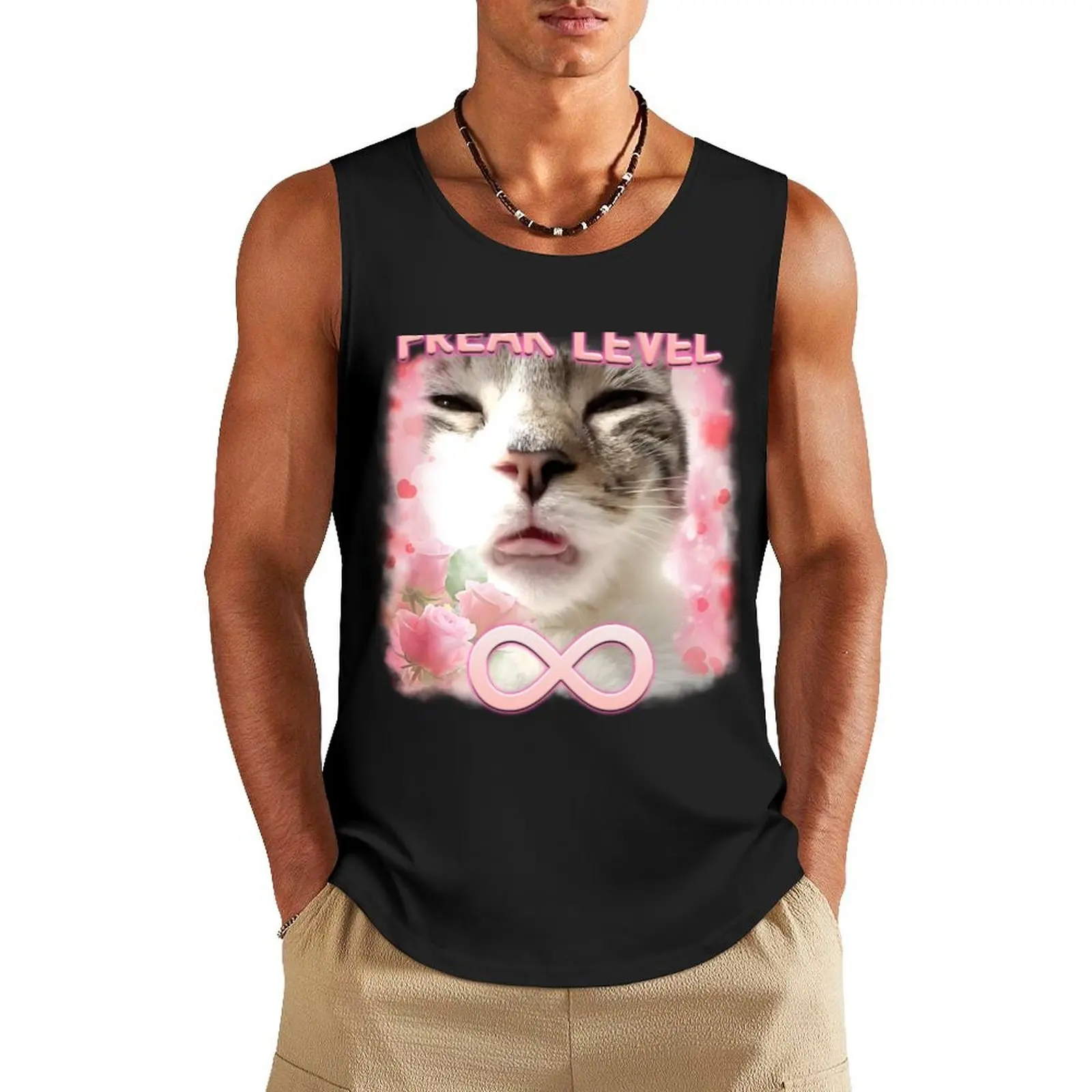 

Freaky Ahh Funny Cat Meme Gifts for Freak Tank Top Muscle fit gym t-shirts man Men's t-shirt