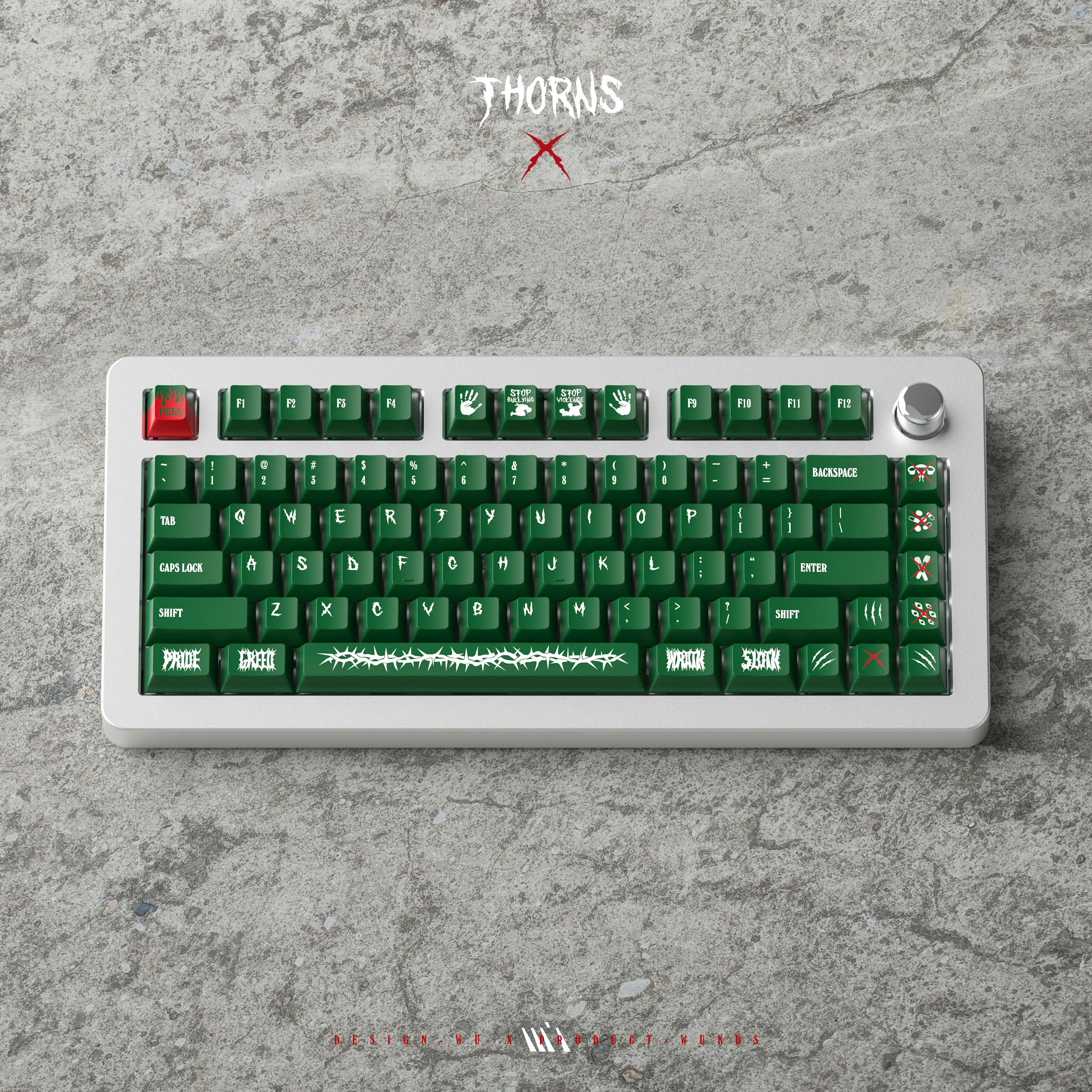 Original Keycap Thorns, 172 Keys Factory Height PBT Full Five-Sided Sublimation Mechanical Keyboard