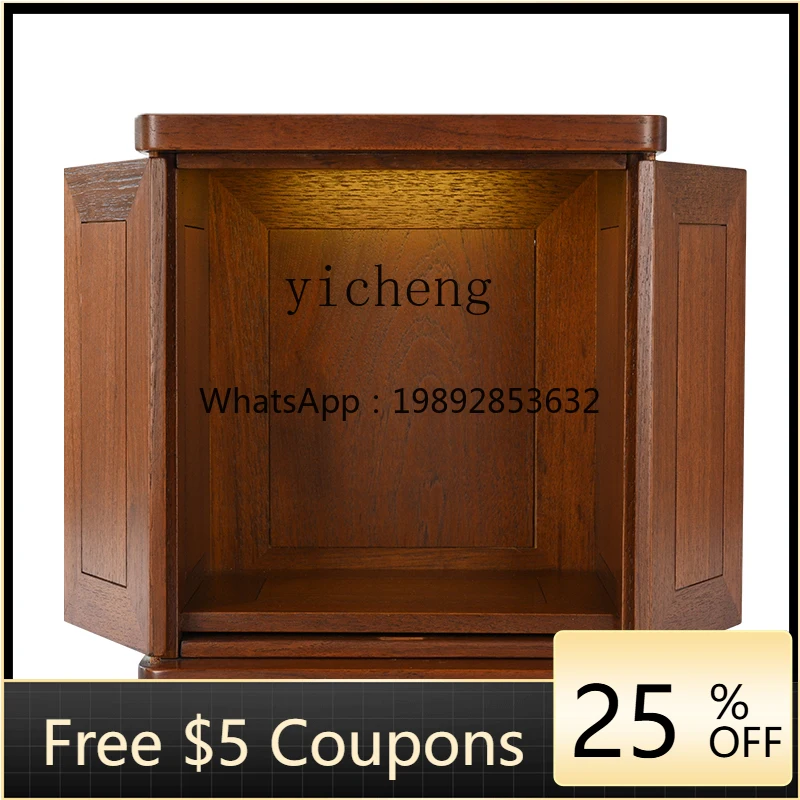 Modern Simple Home Solid Wood Guanyin God of Wealth Cabinet Shrine Wall-Mounted