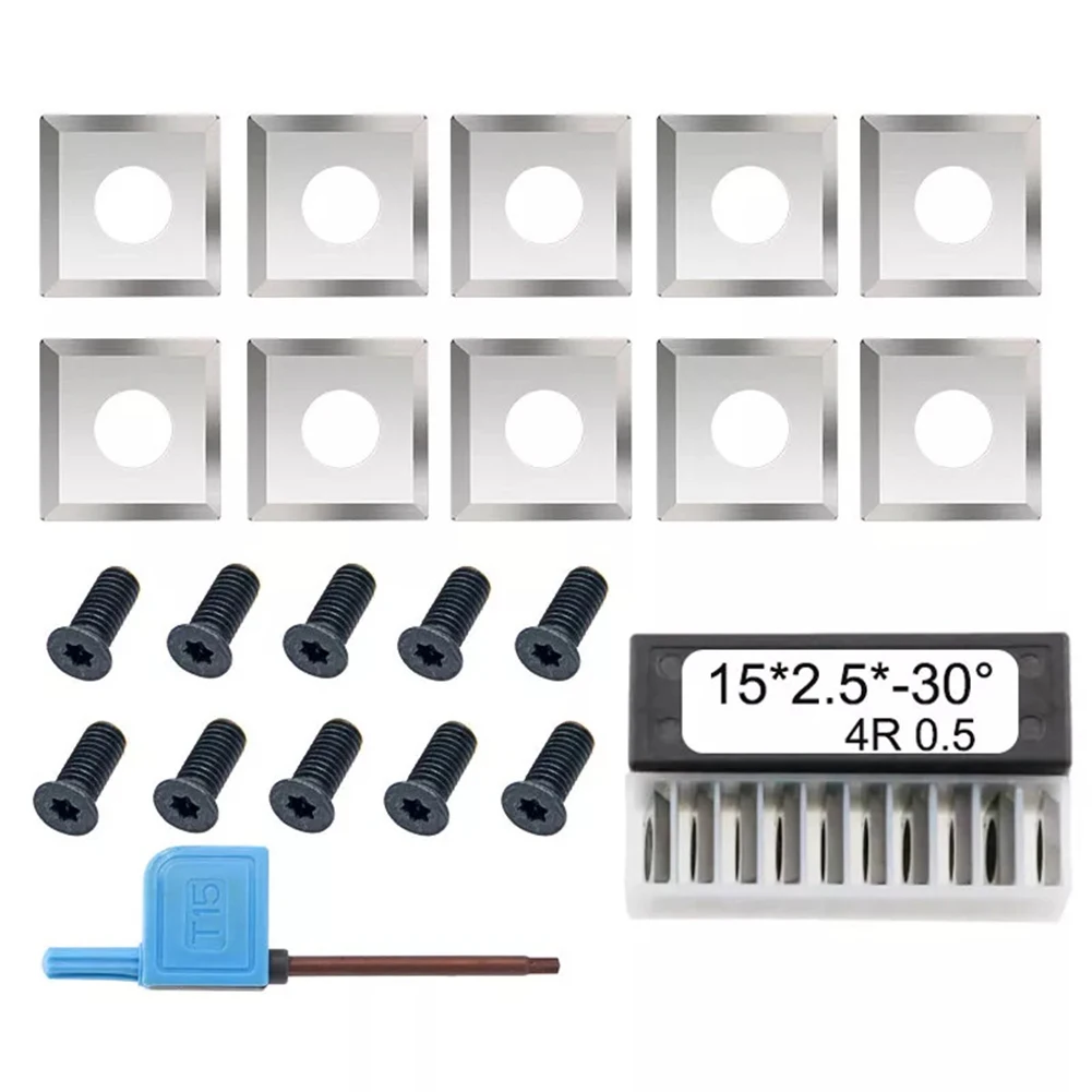 

1 Set 30 Degrees Carbide Inserts Square Carbide Inserts Cutters 15×15×2.5mm 4R0.5 Wood Lathe Turning Tool