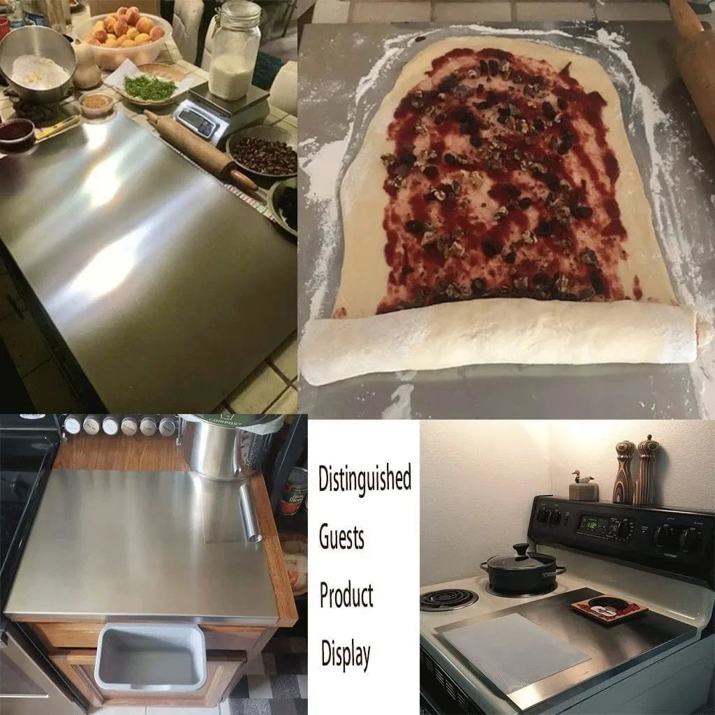 304 Stainless Steel Cutting Board With Lip Home Pizza Food Chopping Board Pastry Baking Board Countertop Protector Kitchen