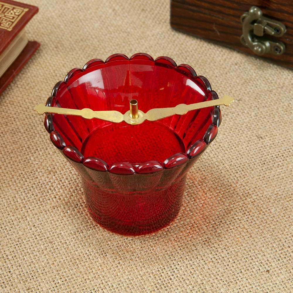 Premium Gloss Gold Orthodox Table Oil Lamp Openwork Twist Frame Red Blue Rhinestone Red Fluted Glass Church Liturgical Sacred Wo