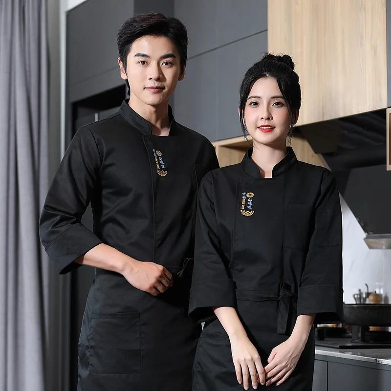 Waterproof Oil-Proof Chef Overalls Long Sleeve Autumn and Winter Clothes Hotel Kitchen Dining Canteen Restaurant