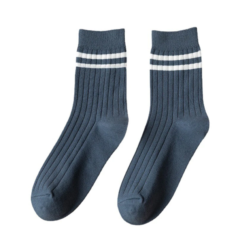 Men Cotton Socks Fashion Black White Stripe Funny Sock Sports High Skateboard Streetwear Happy Long Sox Crew Sock Plus Size37-48