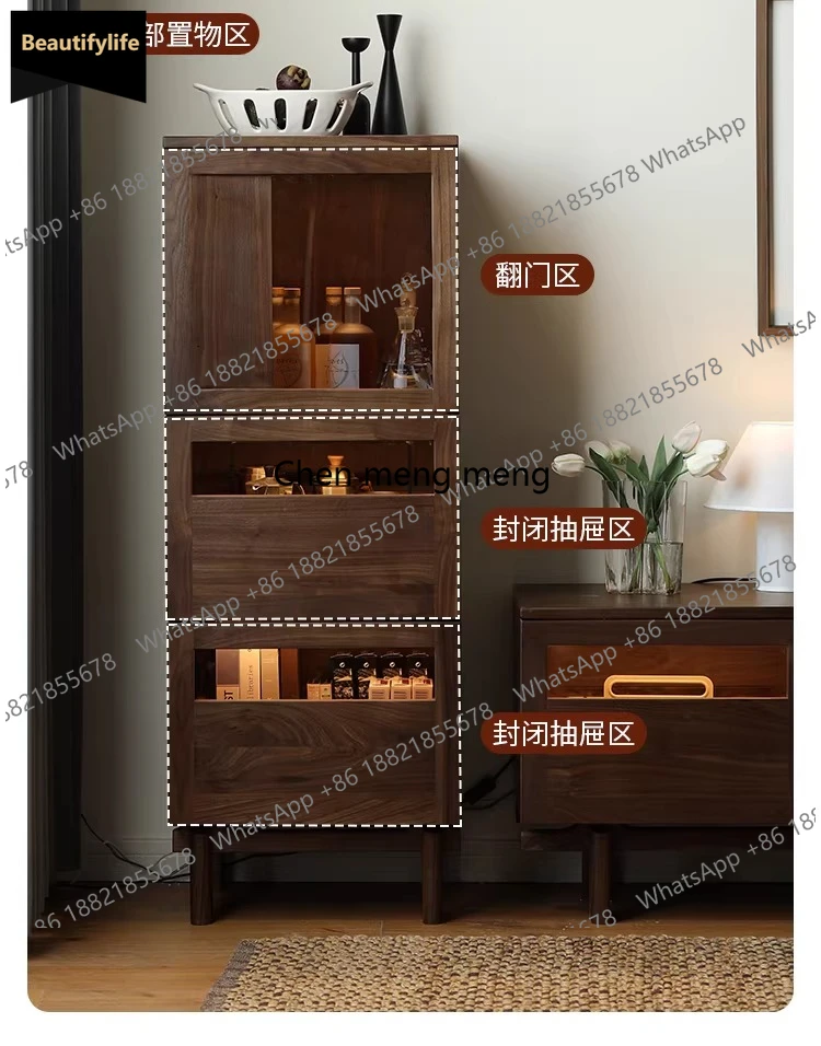 

b567 North American Black Walnut Side Cabinet Solid Wood Living Room Side Storage Cabinet Dining Side Cabinet