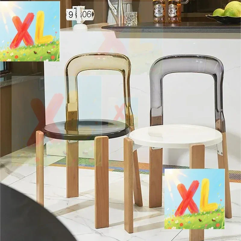 

Прозрачный обеденный стул, домашний дизайн, спинка из цельного дерева, стул для отдыха, современный простой стул для кафе