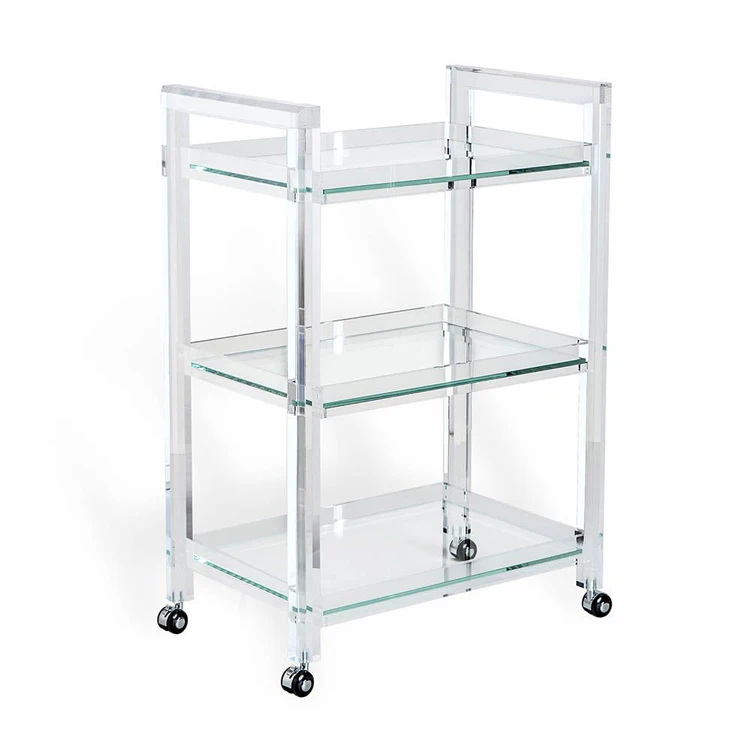 Clear Acrylic 3 Layers Serving Trolley Acrylic Cart