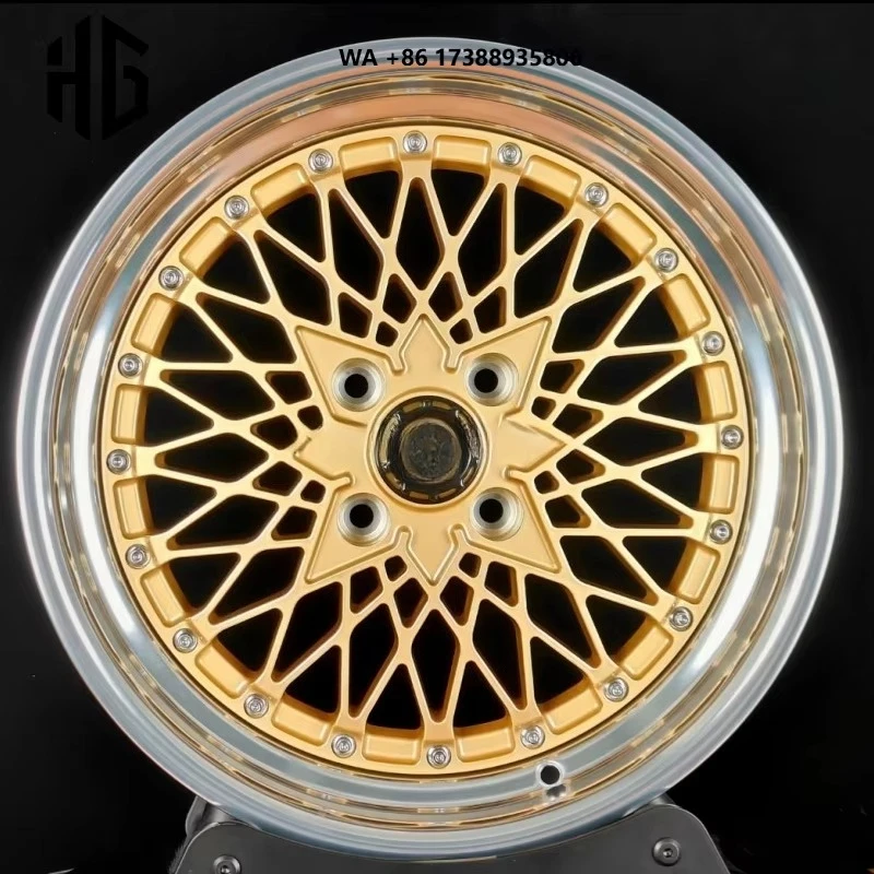 Forged 3 Piece Deep Concave Aluminum Alloy Wheels Hub For High-end Cars Double Step Lip Gold Wheel Rims Customized Sizes 22''