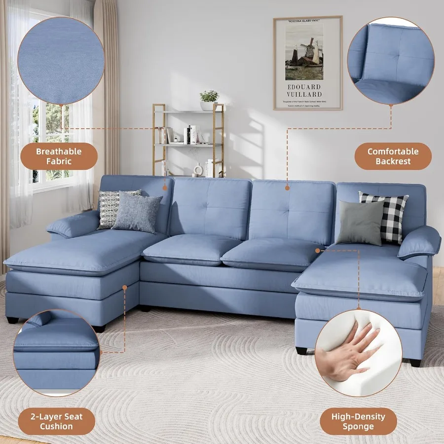 أرائك Sectiol لغرفة المعيشة أريكة سحابة مريحة مع كرسي 110 أريكة مفتوحة 4 مقاعد أريكة وحدات أريكة مقطعية كبيرة مع Ottoma