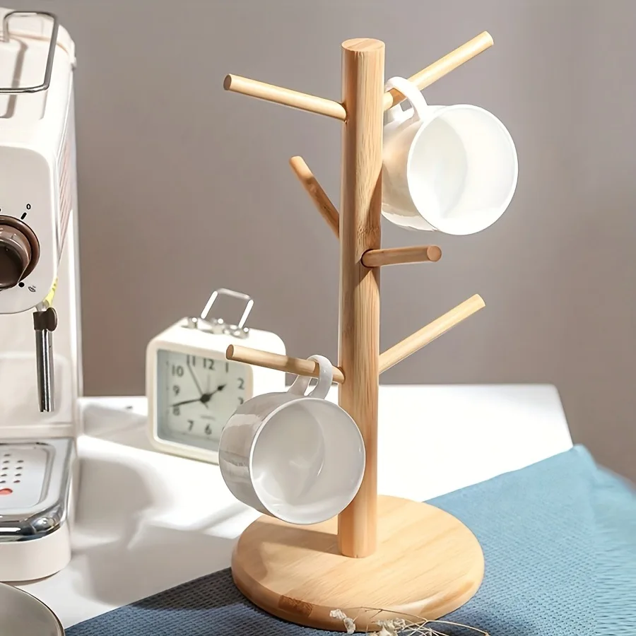 Water Cup Holder Detachable Coffee Mug Holder with 6 Hooks Detachable Cup Tree Space-Saving Cup Rack for Home Kitchen