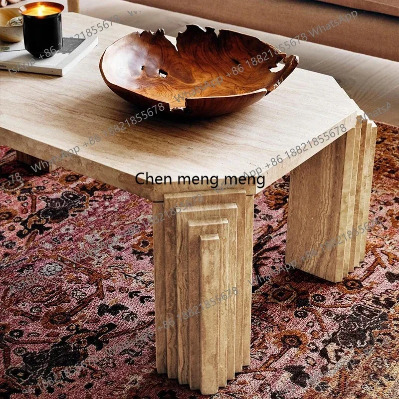 Wabi Sand Wind Natural Travertine Coffee Table Modern Simple Home Living Room Coffee Table Z136