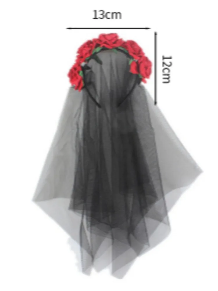 Pesenar Complete Dag Van De Dode Oogverblindende Dood Bloemenkostuum Halloween Bloemen Hoofdtooi Vakantie Feest Verkleedaccessoires