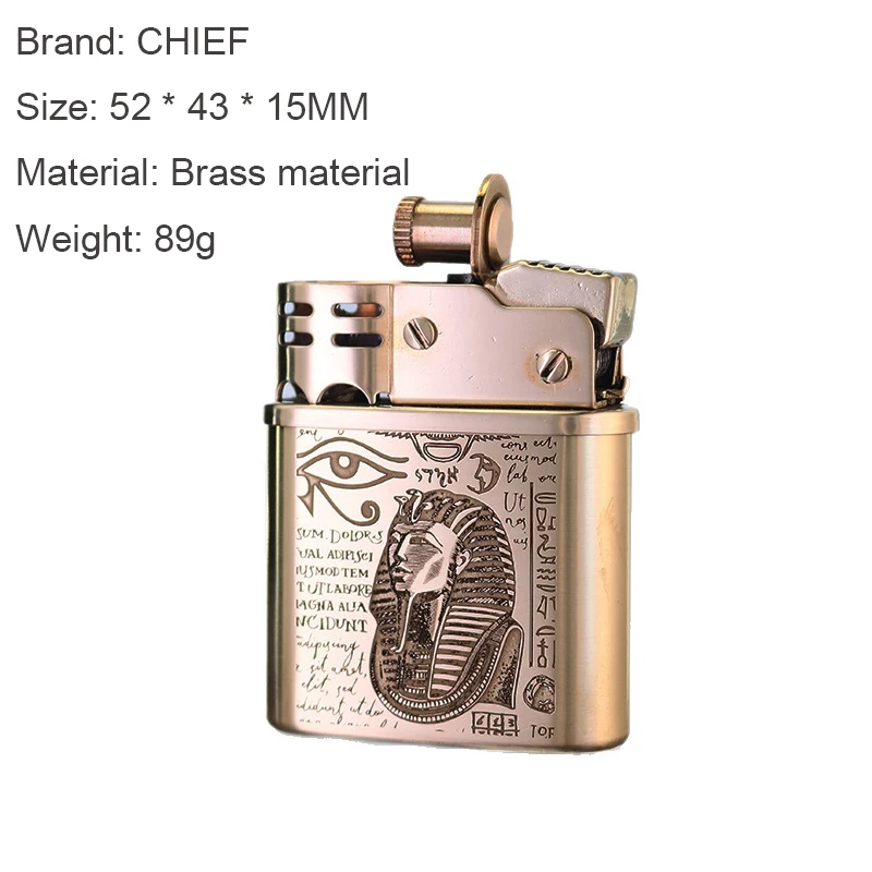 CHIEF Retro Trench kerosenes Lighter Full Brass Antique Metal Gasolines wick flint Lighter Cigarette Accessories Collection