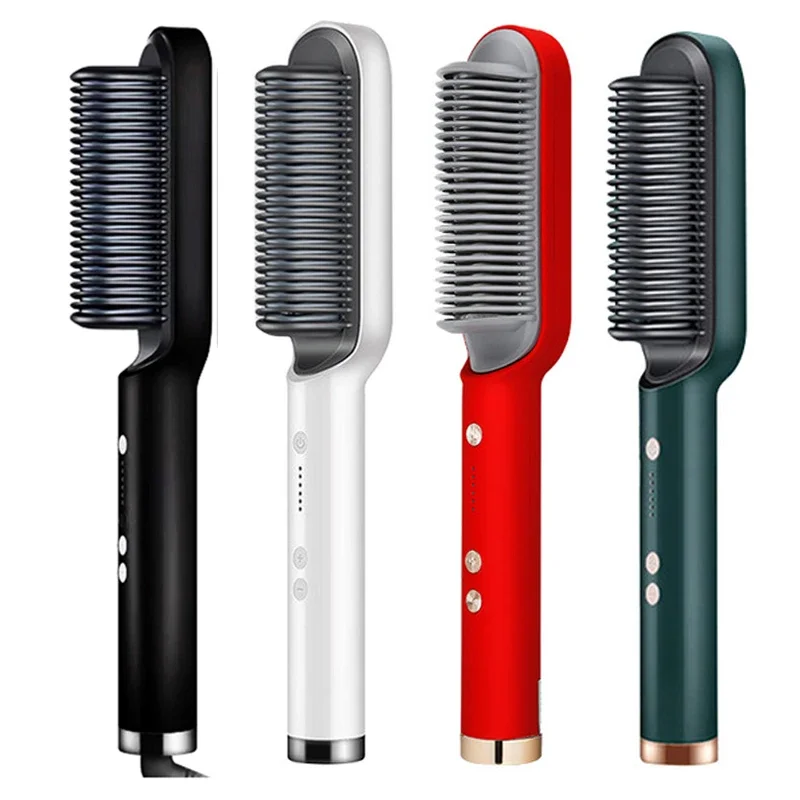 Hair Straightener Ceramic Hot Comb 2 in 1 Electric Straighten Hair Brush Negative Ion Fast Heating Styling Tool ﻿ Hair brush