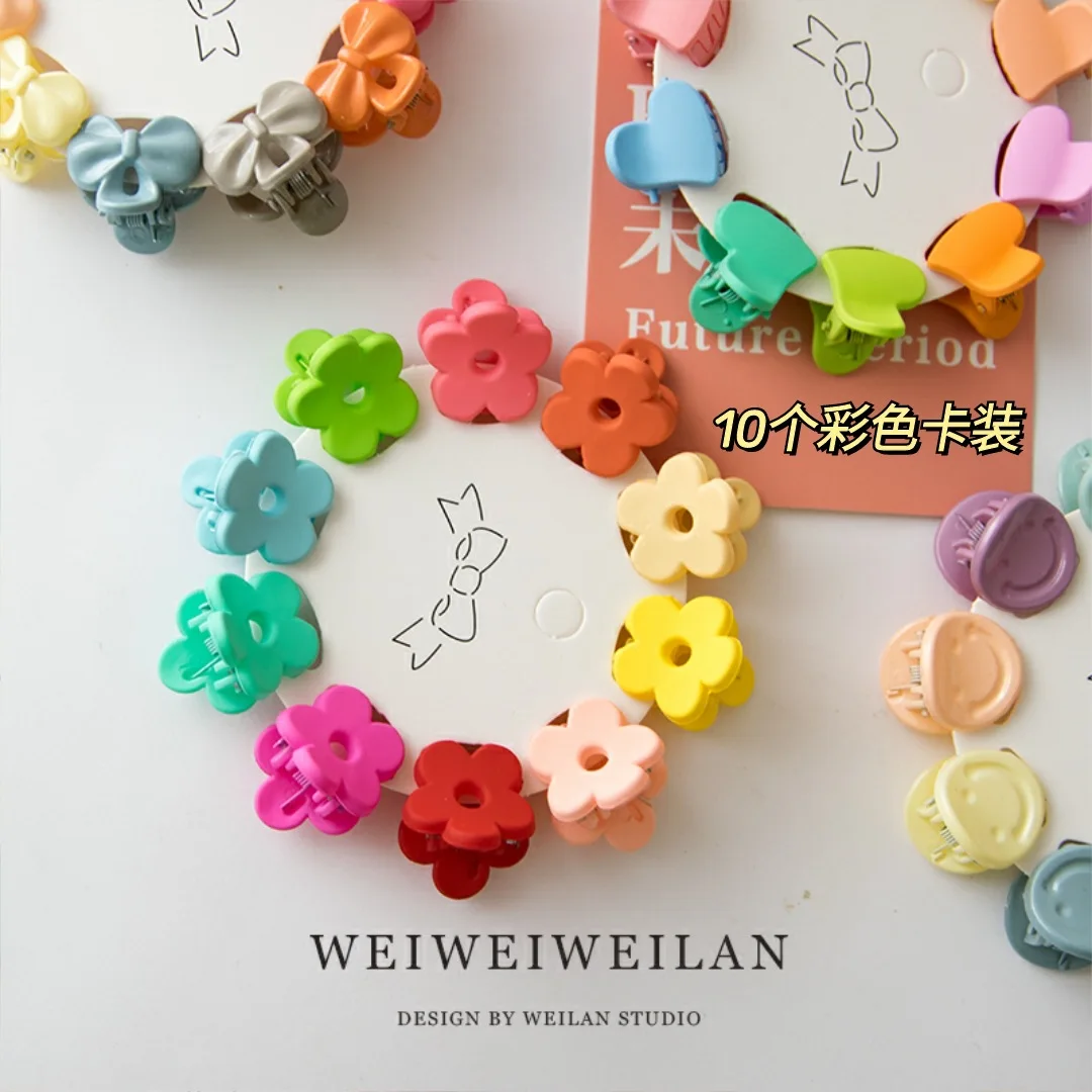 10 قطع ملونة الكرتون مقاطع مخلب صغيرة الطفل لون الحلوى زهرة مقاطع الشعر غير التالف مقاطع الشعر المتدلي للانفجارات #2