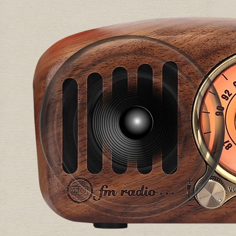 

RISE-R919 Ретро-радиоприемник с Bluetooth-колонкой, FM-радио в классическом стиле, Bluetooth, слот для TF-карты, отделка из орехового дерева