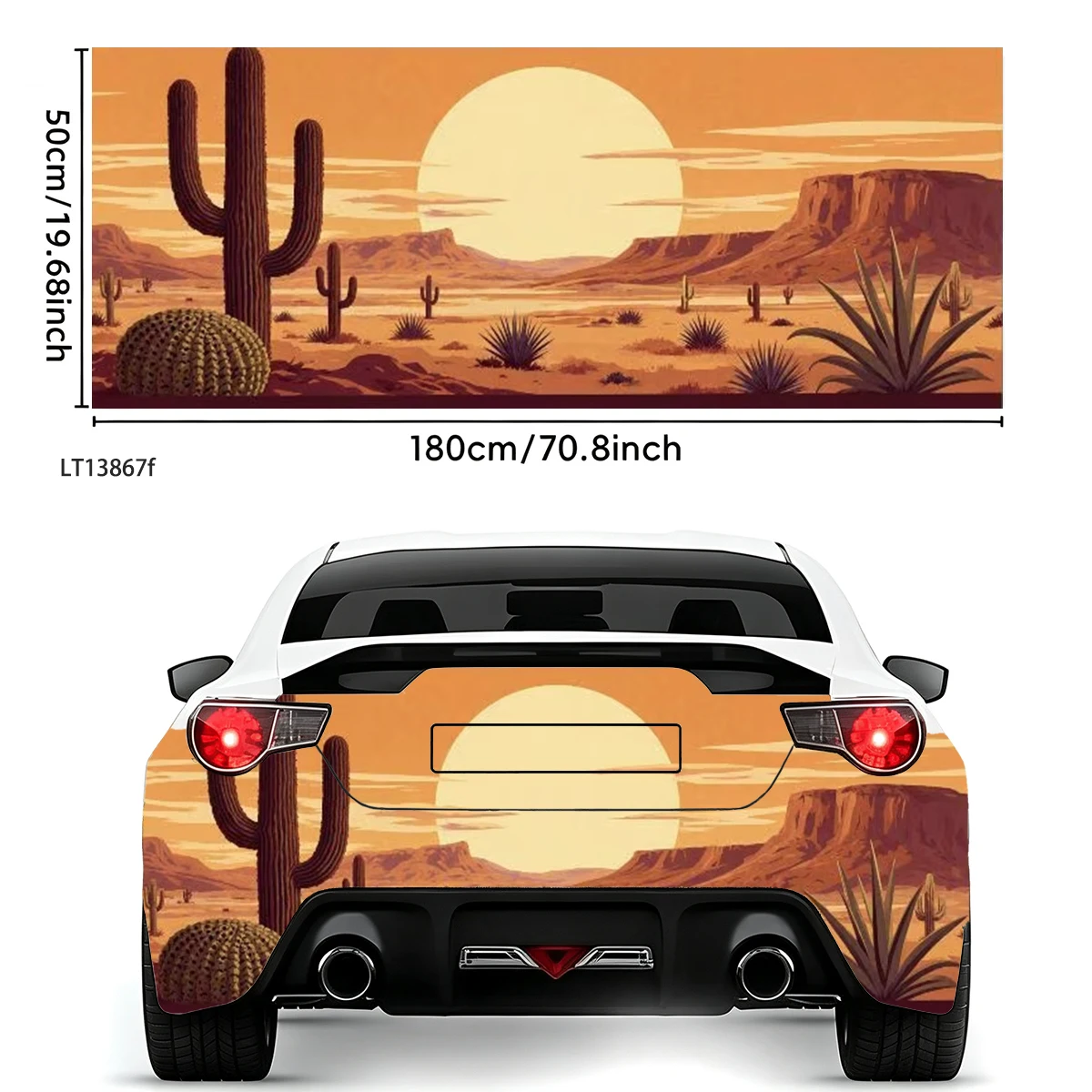 Vintage Western Desert Sunset Cactus Mesa Landscape Car Rear Tailgate Wrap Waterproof Vinyl Auto Exterior Mod Decor Sticker
