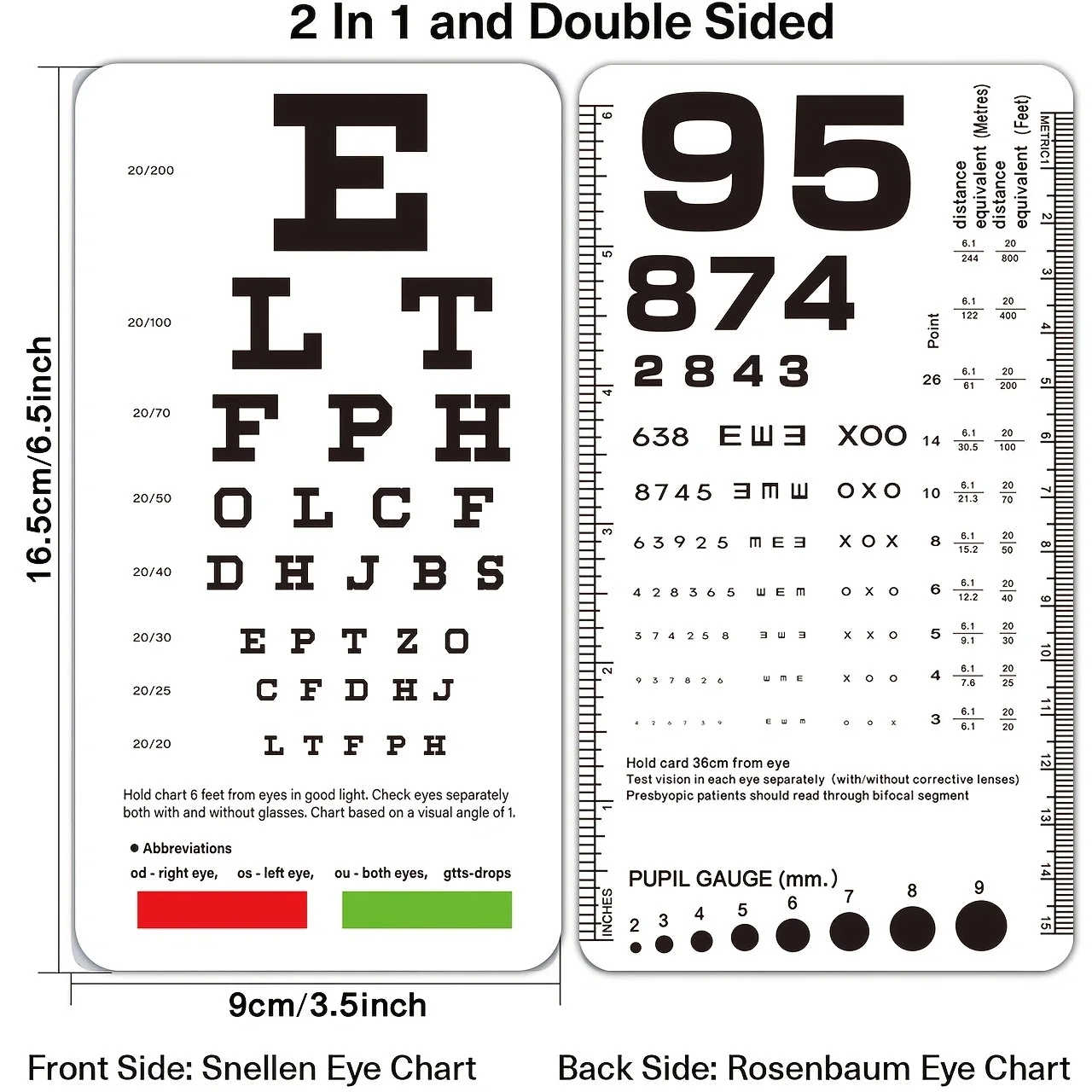 Near Vision Standardized Eye Chart Visual Testing Pocket Eye Chart For Optical Shop Eye Exam
