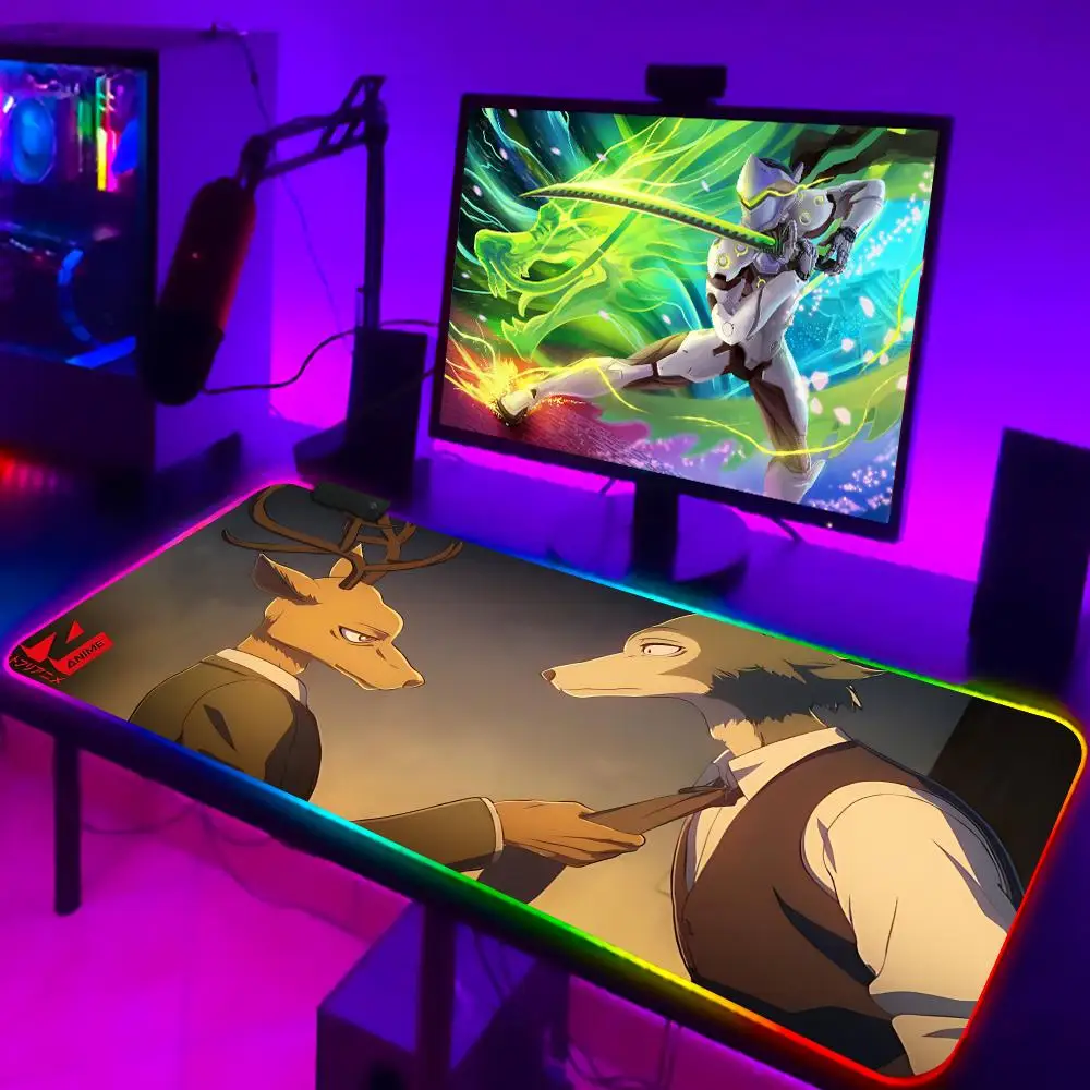 beastars Mouse Pad CS-GO anime character luminous super large RGB office game competitive keyboard pad