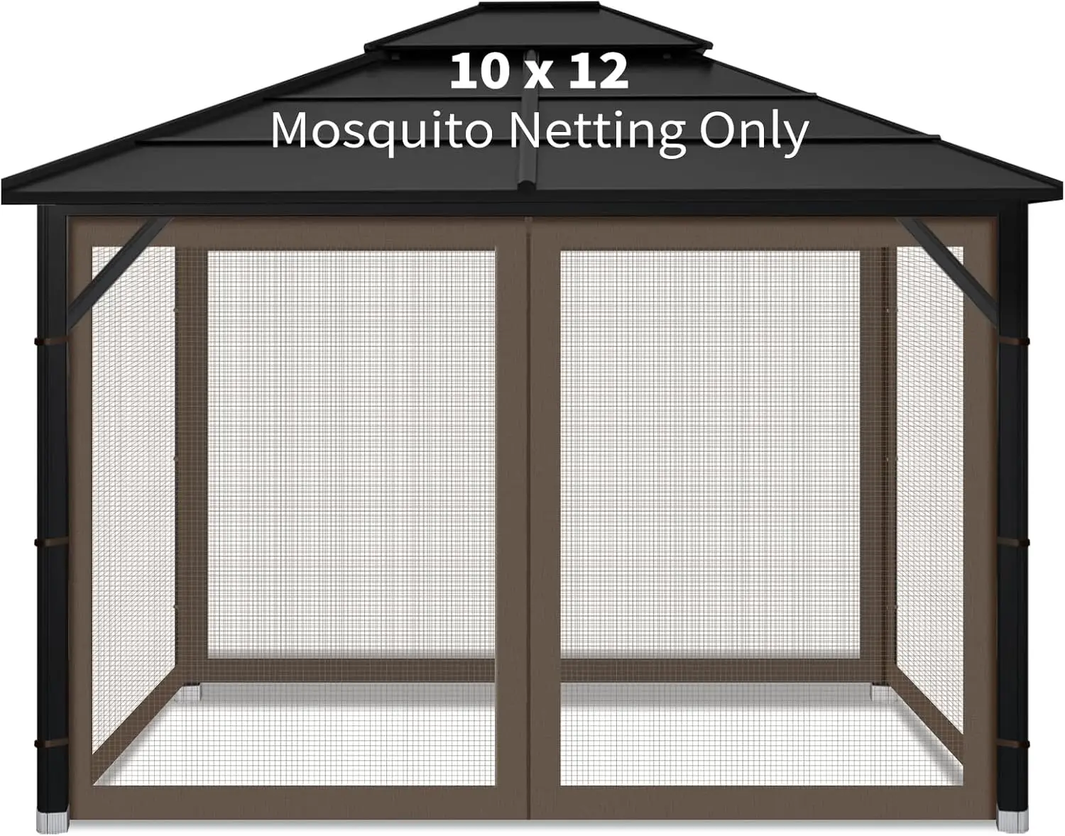 

Gazebo Replacement Mosquito Netting Outdoor Universal Gazebo Canopy 4 Panels Screen Sidewalls with Zipper for Patio Garden (Coff
