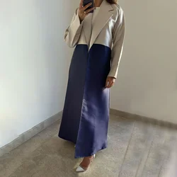 Fashion Patchwork Women Jacket 1 Piece Latest Design Notch Lapel Long Coat Basic Elegant Daily Causal Office Lady Jacket