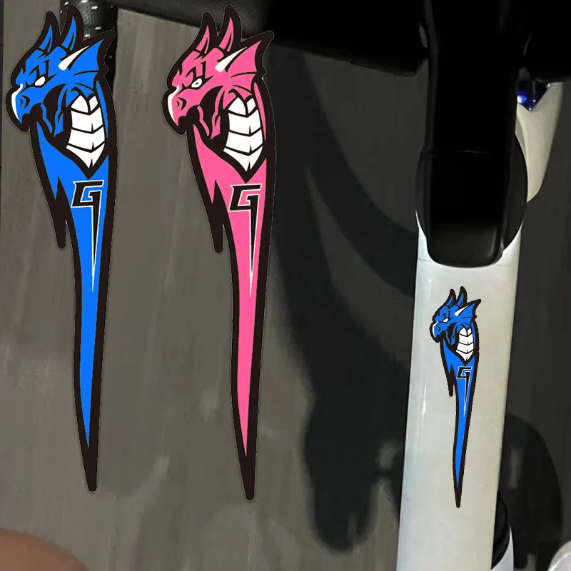 

Dragon Head Bike Stickers Blue Pink Waterproof Vinyl Decals For Bicycle Frame Decor