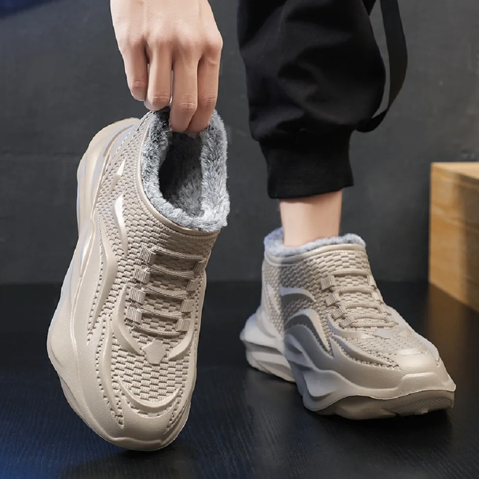 남성용 아웃도어 패션 스포츠 스노우 부츠 아늑한 EVA 경량 캐주얼 신발 겨울 따뜻한 플러시 미끄럼 방지 코튼 신발 크리스마스 선물