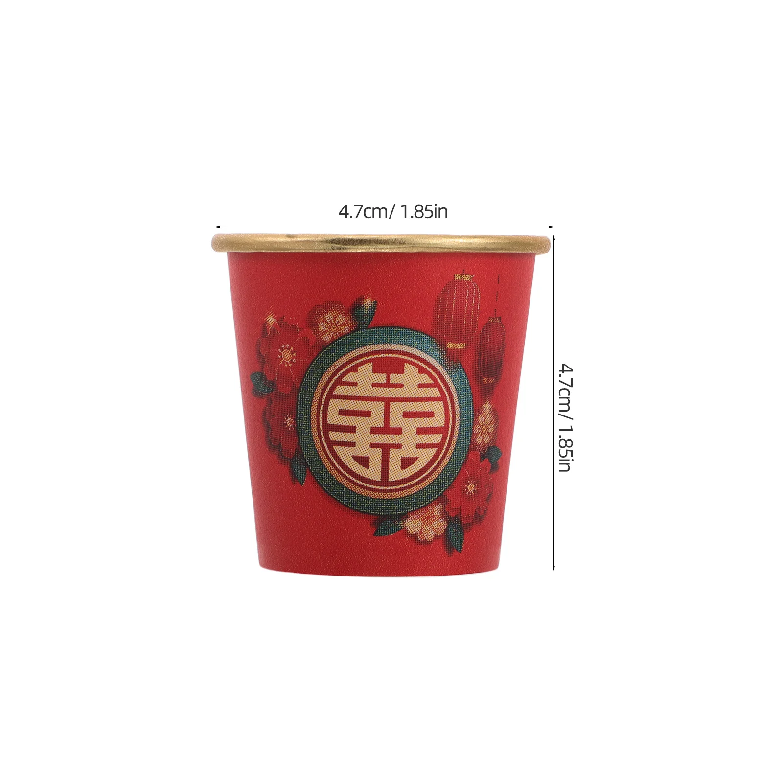 50 Stück rote Einweg-Hochzeitspapierbecher mit Symbol, Mini-Chinese-Party-Trinkgeschirr für Wein, Tee, Feier – Detail 3